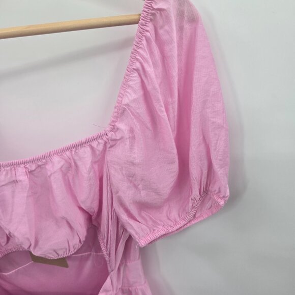 Blu Pepper Pink Feminine Open Back Tie Fairy Puff Sleeve Large - Picture 4 of 15